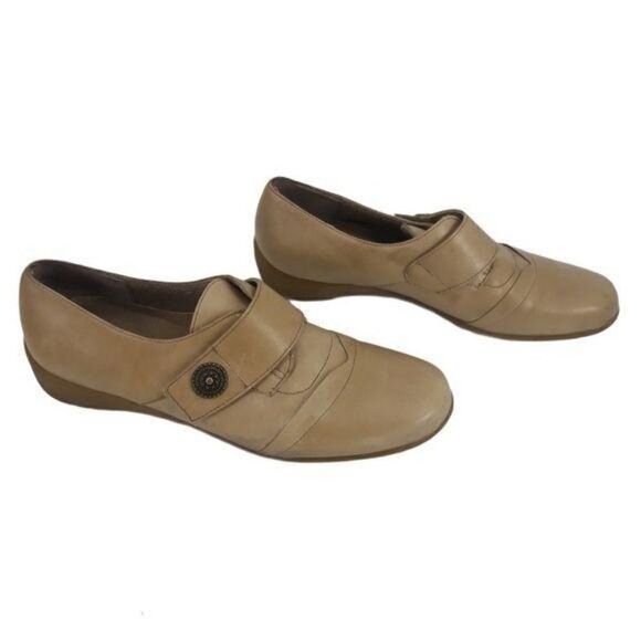 Munro Loafers Professional Leather Slide On Loafers Hook Loop Closure Tan Sz 8N - Picture 2 of 11